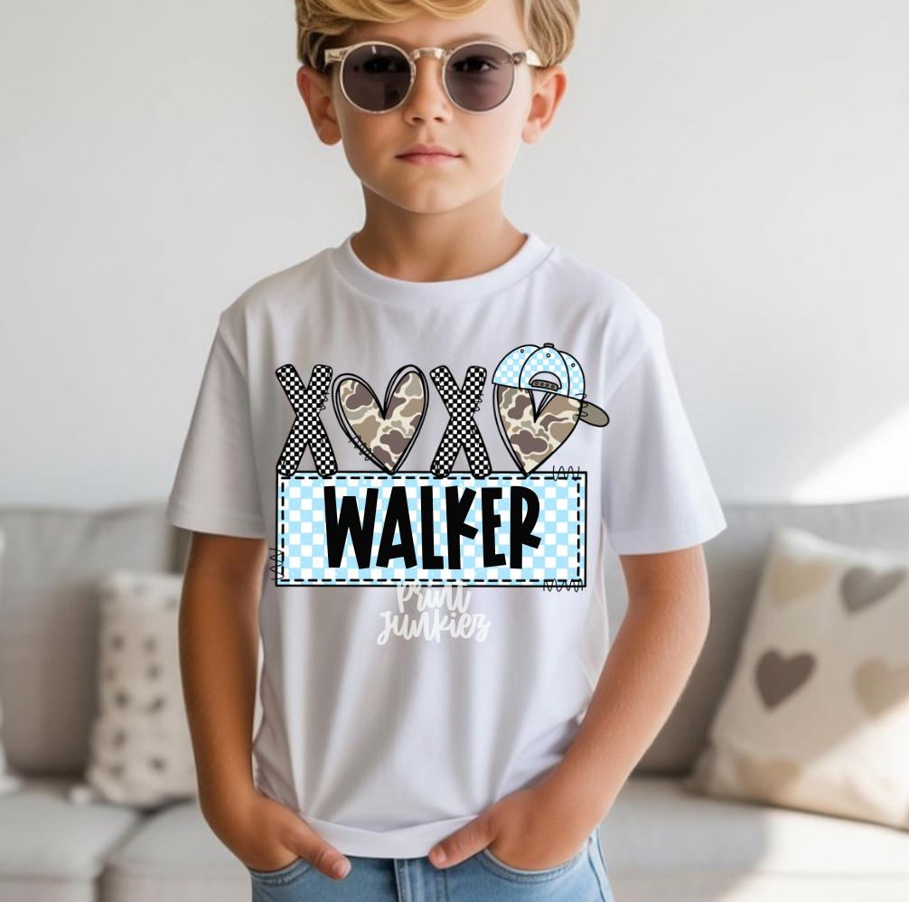 XOXO Valentine Blue Name Tag - CUSTOM - DTF