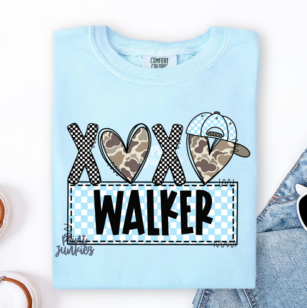 XOXO Valentine Blue Name Tag - CUSTOM - DTF