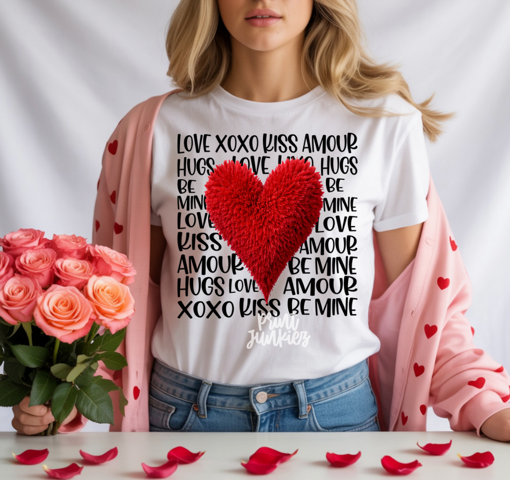 Valentine Script Yarn Heart - DTF