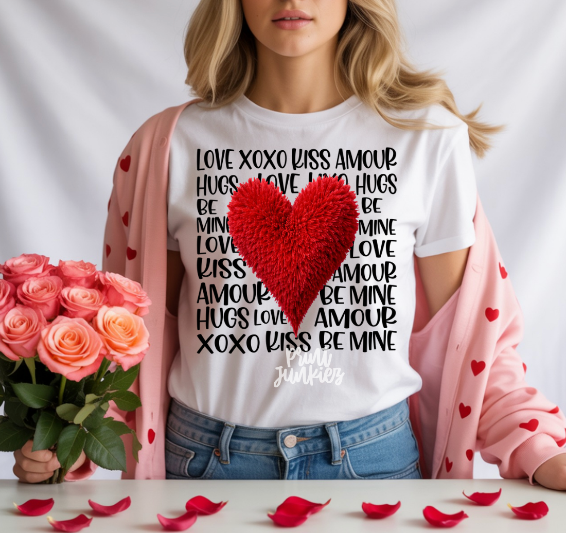 Valentine Script Yarn Heart - DTF