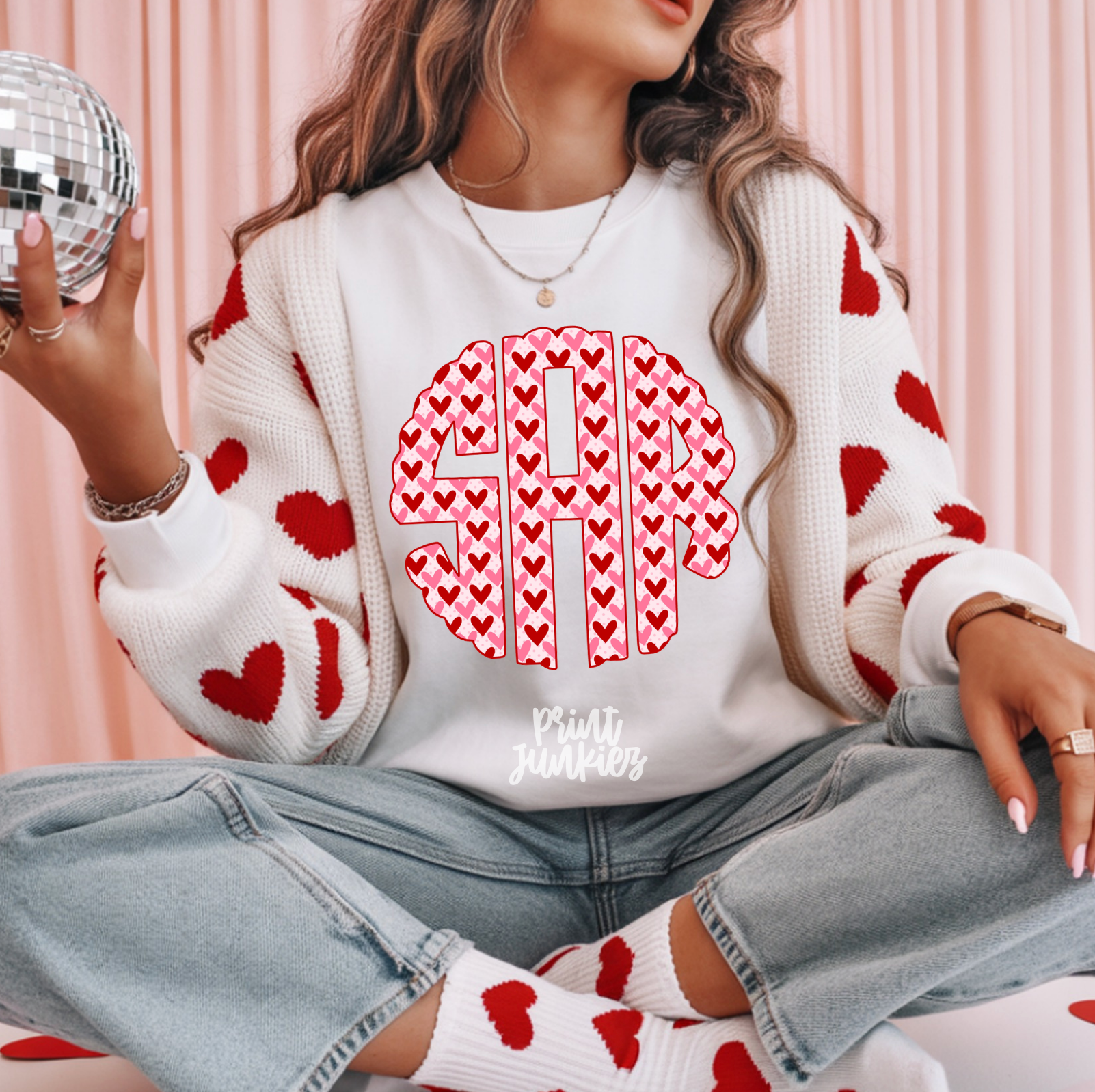 Pink & Red Heart Monogram Alpha - CUSTOM - DTF