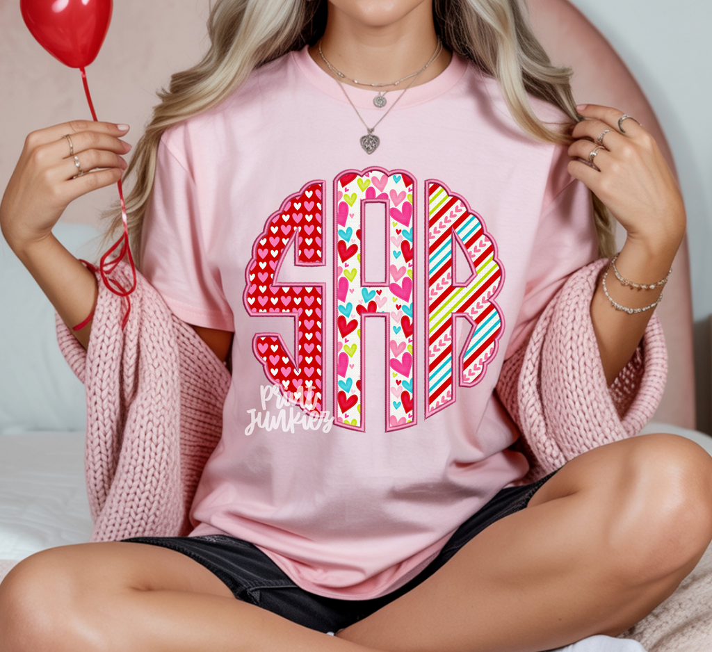 Faux Monogram Valentine Alpha - CUSTOM - DTF