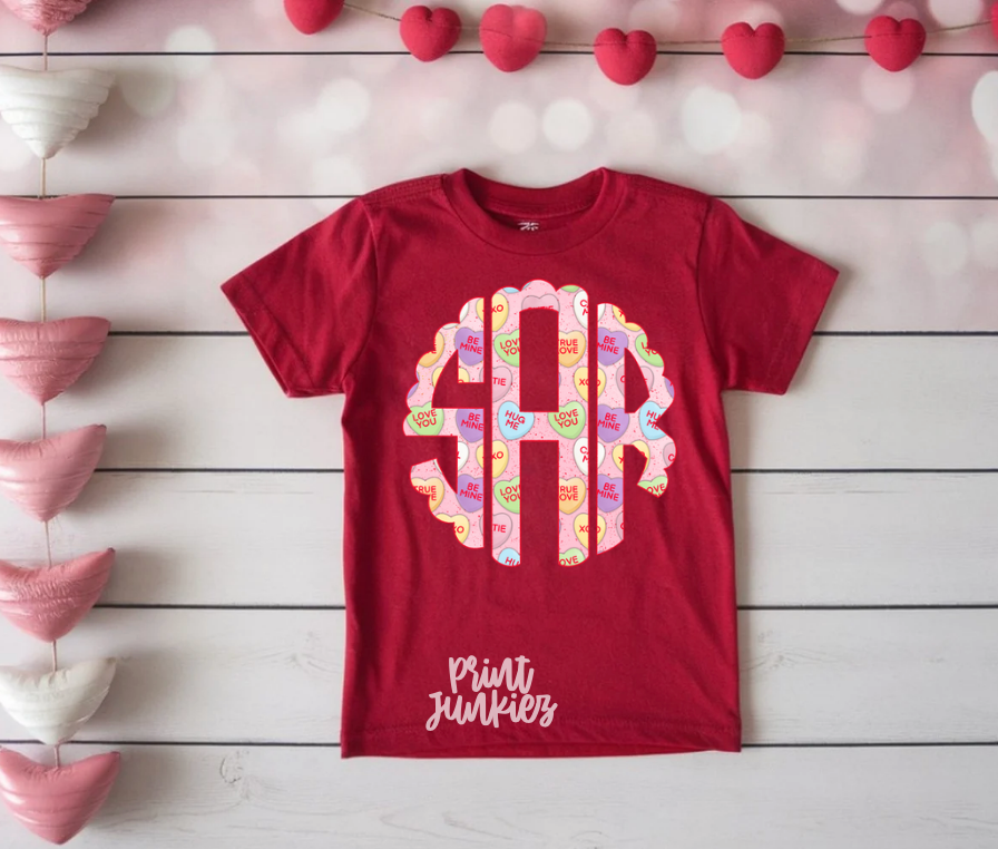 Conversation Hearts Monogram Alpha - CUSTOM - DTF