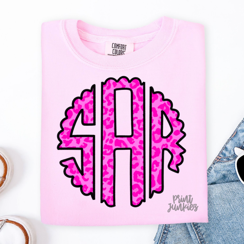 Hot Pink Cheetah Monogram Alpha - CUSTOM - DTF