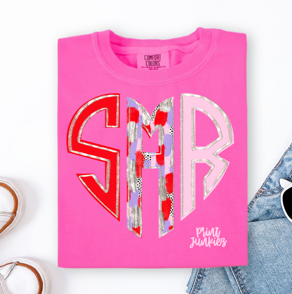 Poppy Heart Monogram Alpha - CUSTOM - DTF
