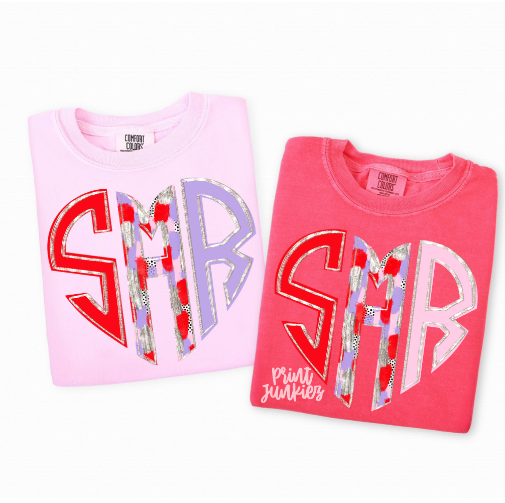 Poppy Heart Monogram Alpha - CUSTOM - DTF