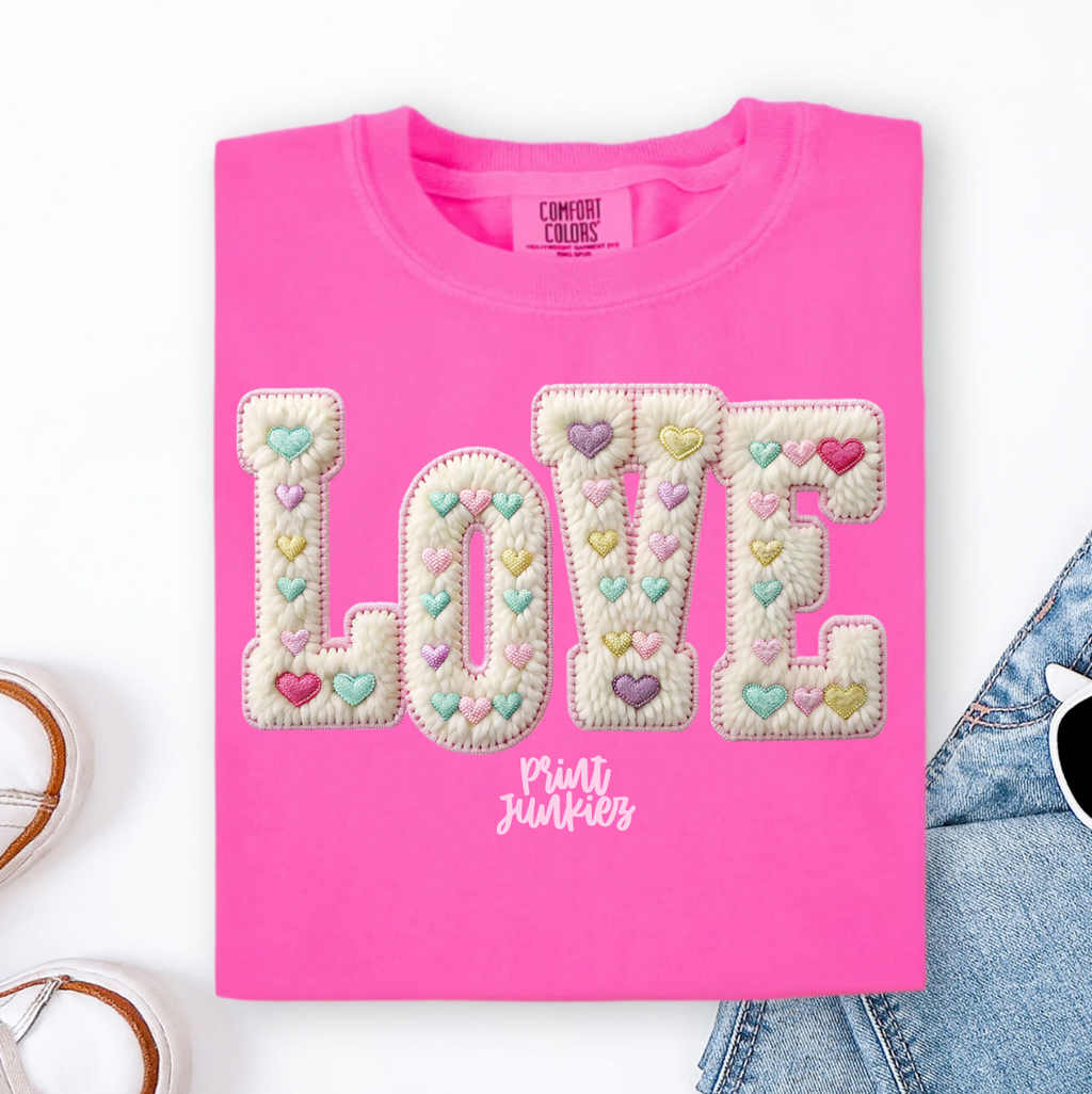 Faux Crochet Love  - DTF