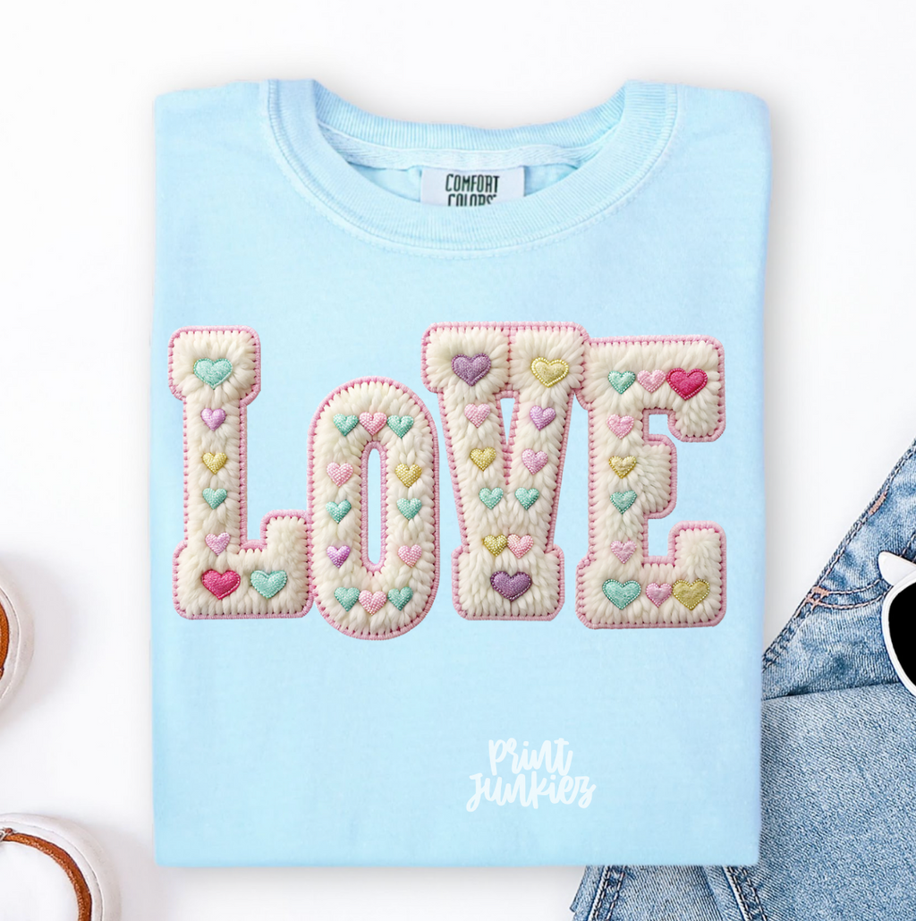 Faux Crochet Love  - DTF