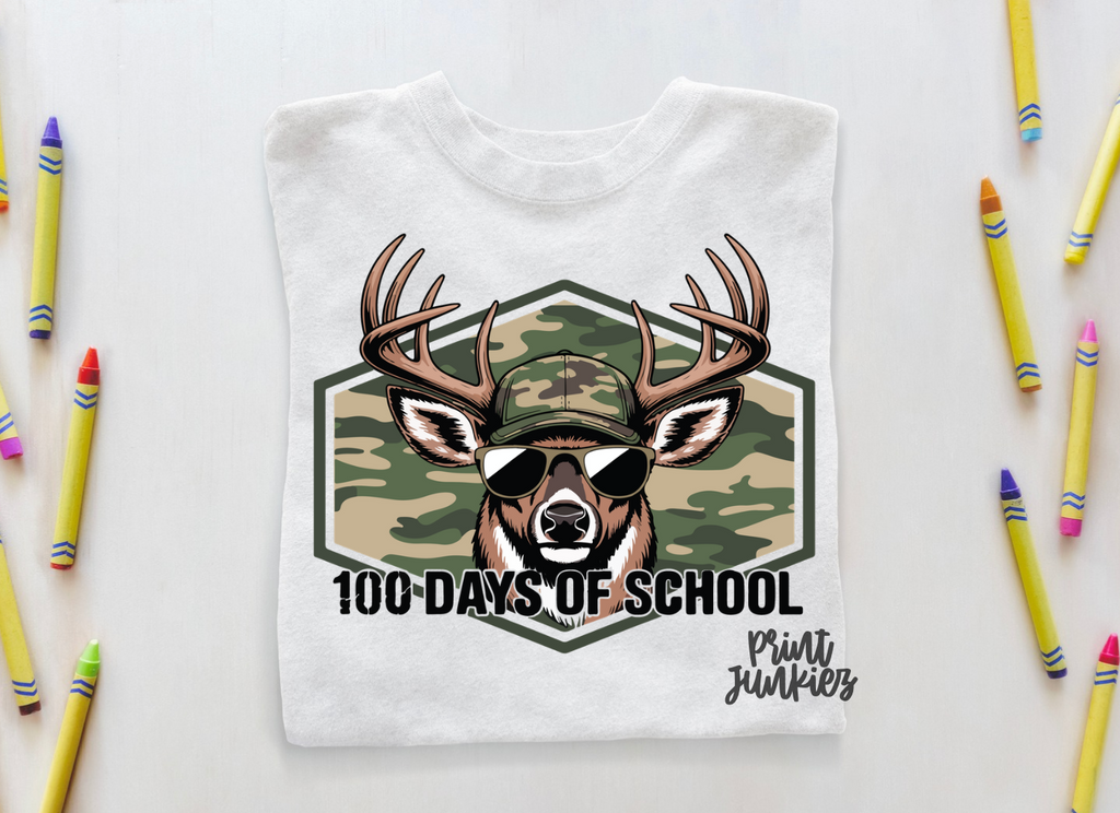 100 Days of School Camo Deer - DTF