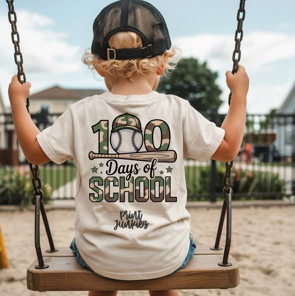 100 Days of School Camo Baseball - DTF