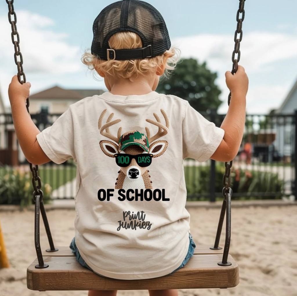 100 Days of School Faux Crochet Deer - DTF