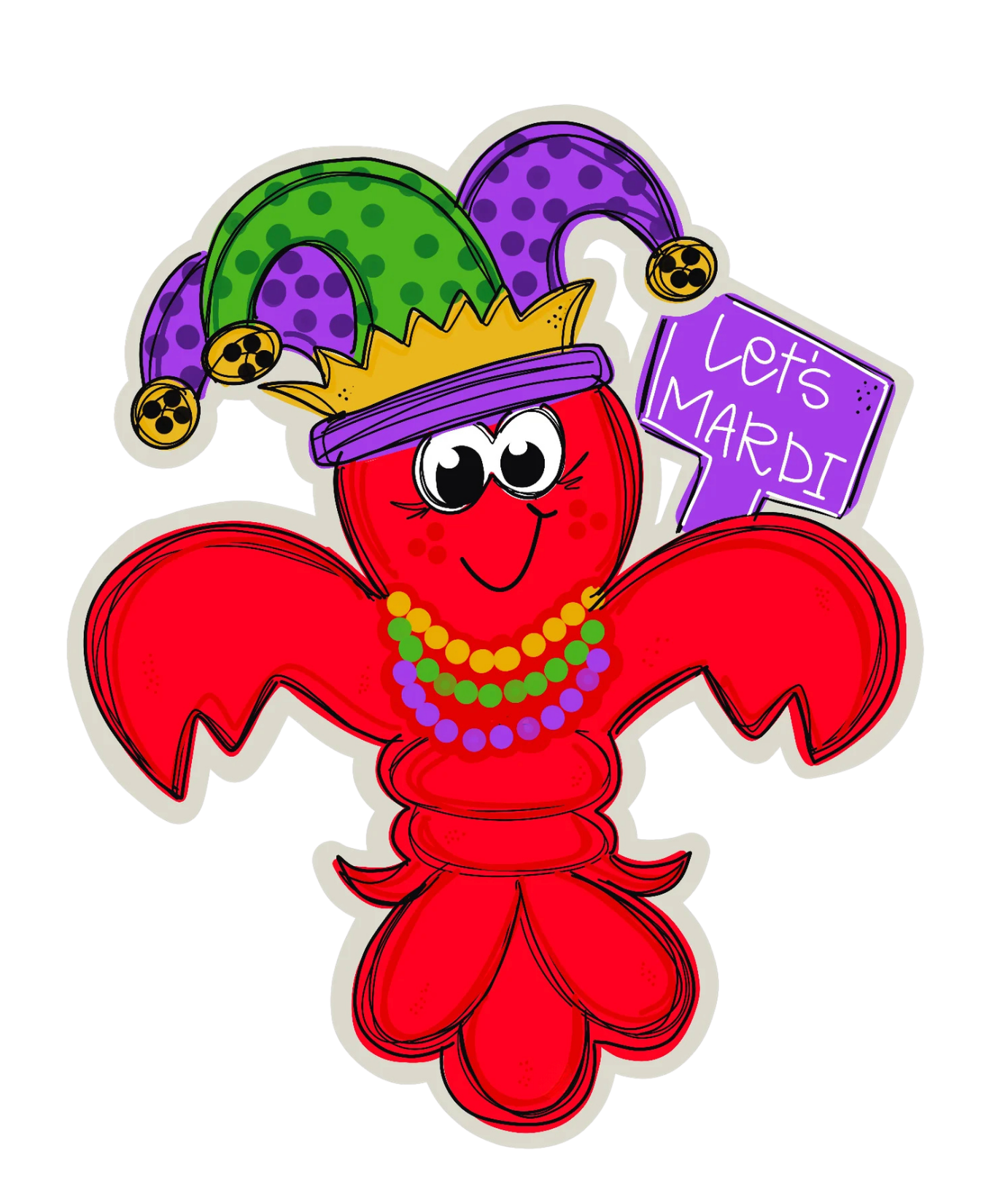 Let's Mardi Crawfish Door Hanger