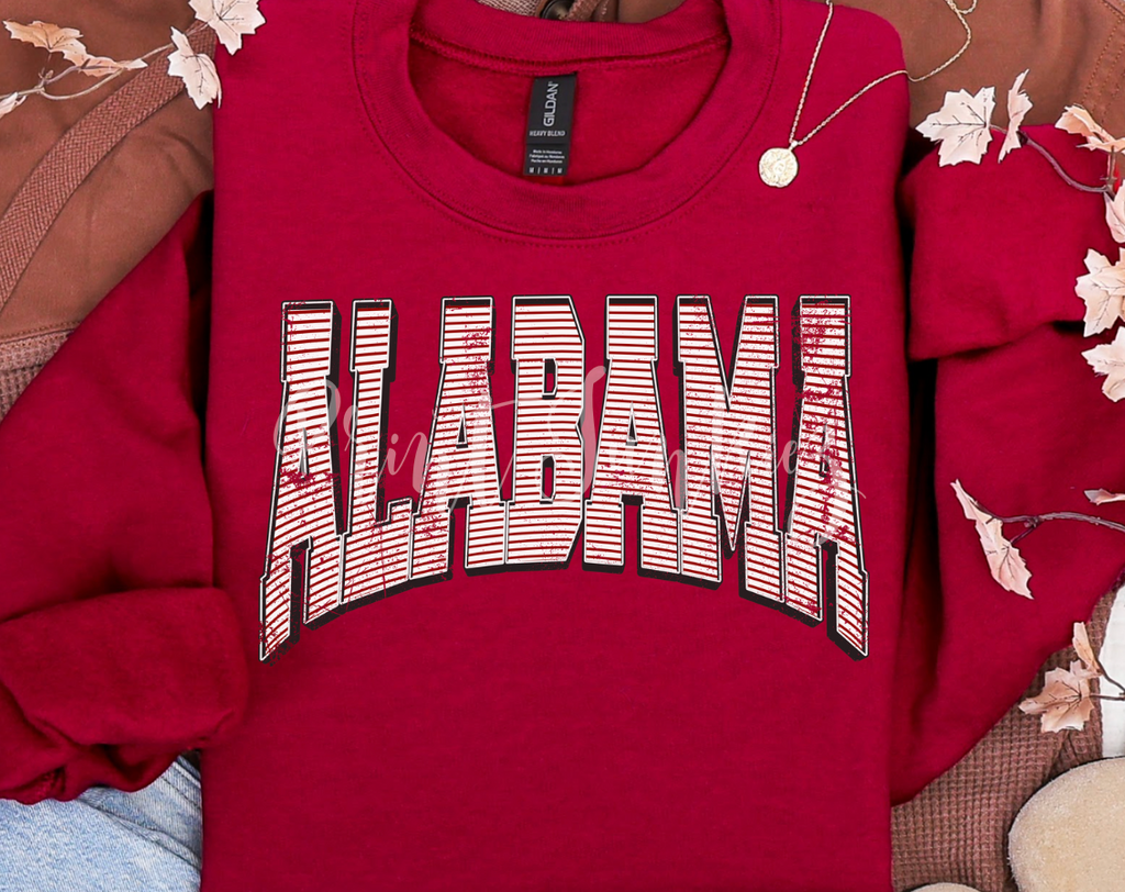 Stripy Grunge Alabama - DTF - DIGITAL