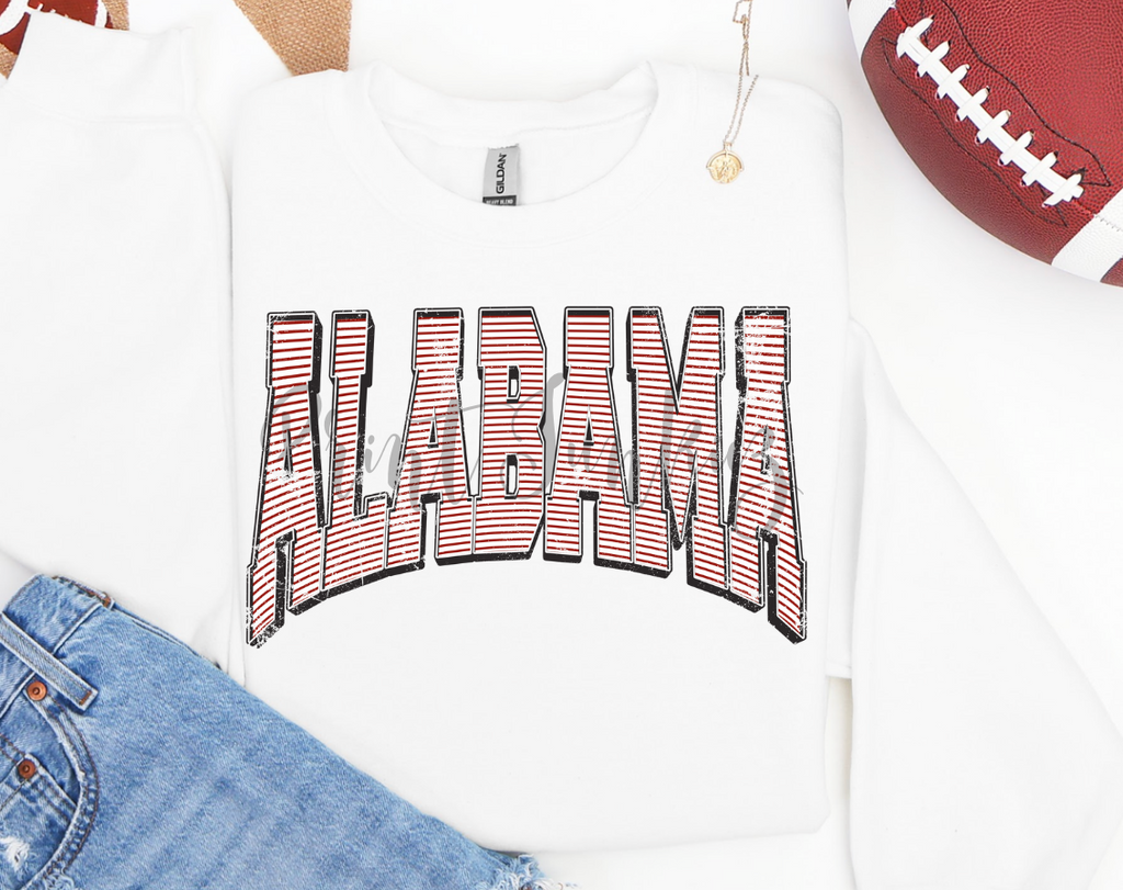 Stripy Grunge Alabama - DTF - DIGITAL