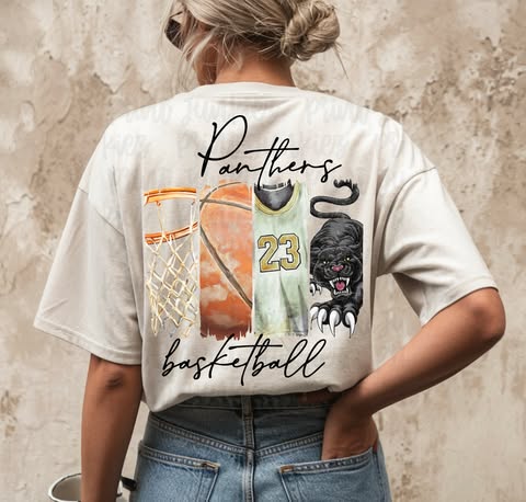 Panthers Vintage Basketball  Paint Stroke - DIGITAL - DTF