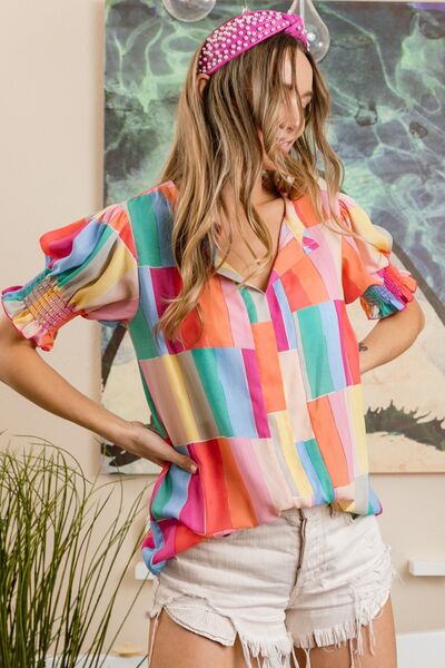 Color Block Smocked Top