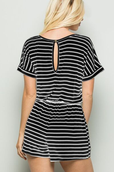 Black and White Striped Romper