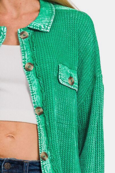 Kelly Green Waffle-Knit Jacket
