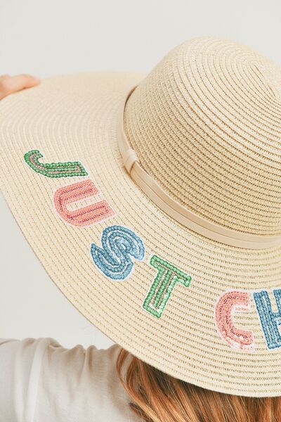 Just Chill Out Sequin Straw Hat